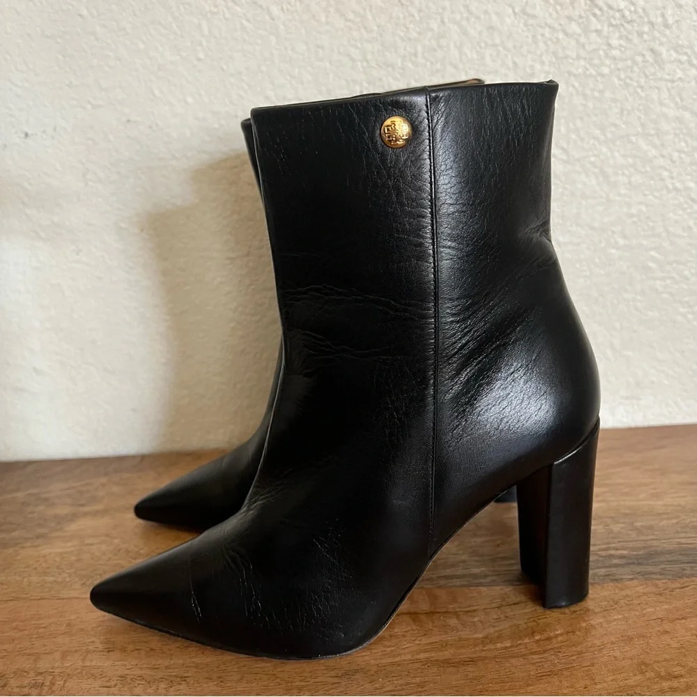 Tory Burch Penelope Womens Black Leather Ankle Boots Size 7 M - Picture 6 of 15